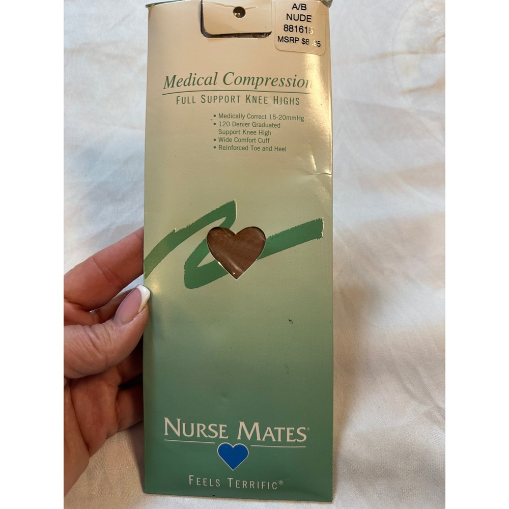 Nurse Mates Medical Compression Full Support Knee Highs Nude 881615 Size A/B